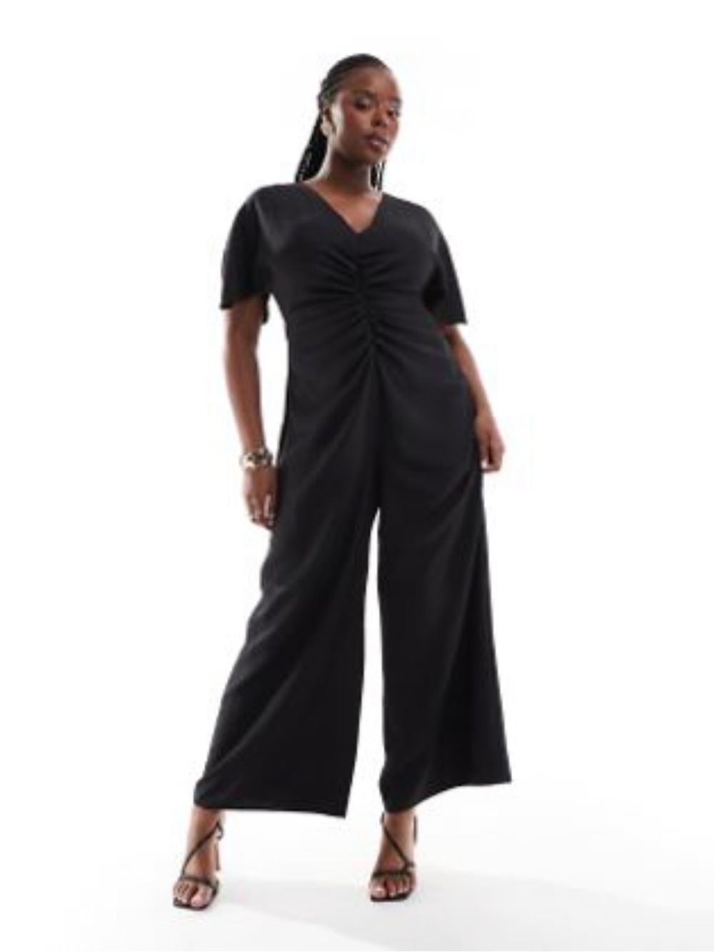ASOS Ruched Front Cutout Back Jumpsuit in Black